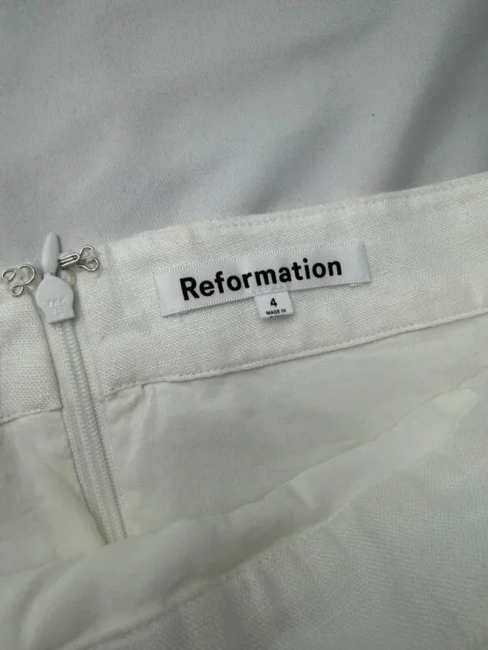 Reformation Yucca Linen Midi Skirt in White Size 4 - Picture 5 of 9